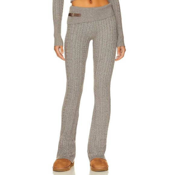Frankies Bikinis Fleur Cable Knit Pants in Dark Pearl Large Womens Sweater - Picture 1 of 16